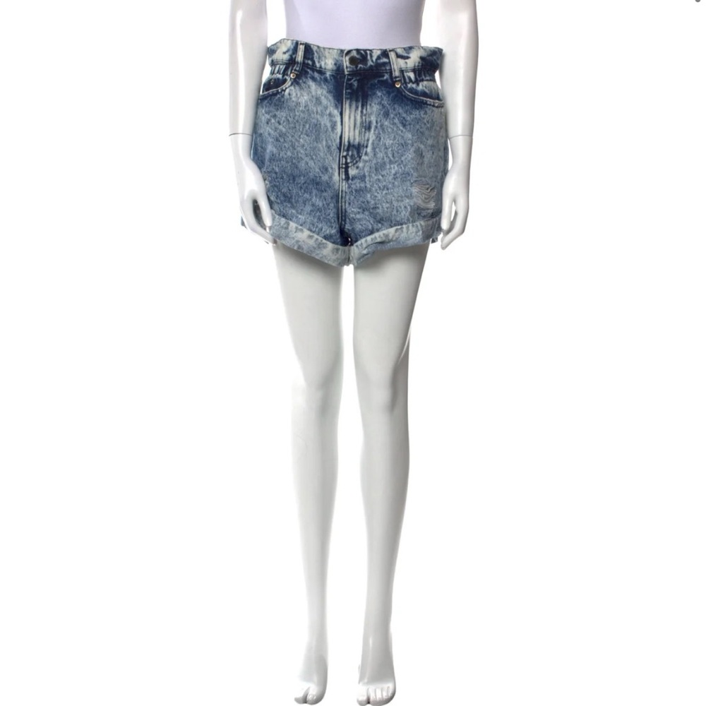 Retrofete Acid Wash High-Waisted paper bag Shorts